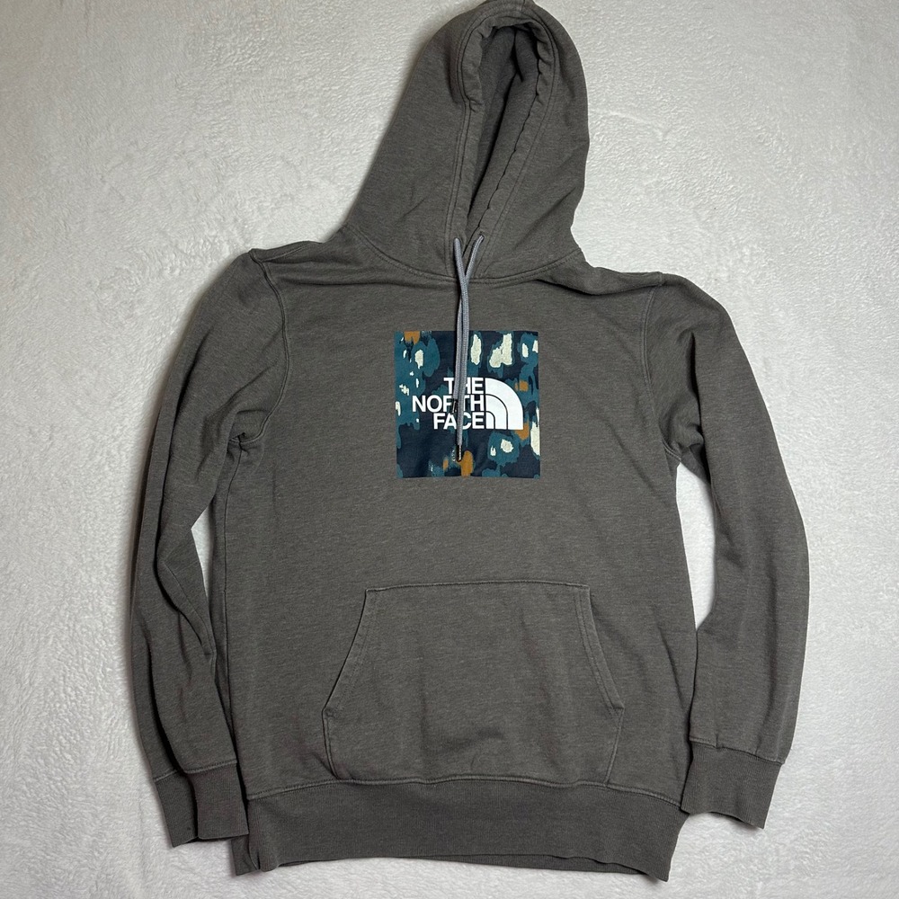 The North Face Mens Grey Camo Box Logo Pullover Hoodie Sweatshirt S Gorpcore